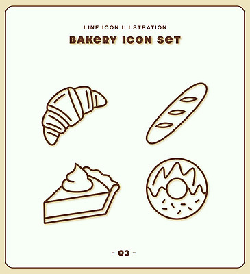 음식 빵 라인일러스트 일러스트 디저트 빵집 도넛 달콤 바게트 크루아상 파이 제빵 엘리먼트 국내일러스트 AI파일 제과제빵 상점 맛 파일형식 벡터 컨셉