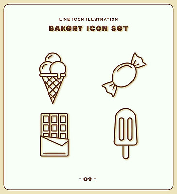 음식 라인일러스트 일러스트 아이스크림 디저트 사탕 초콜릿 빵집 콘아이스크림 막대아이스크림 엘리먼트 국내일러스트 AI파일 상점 파일형식 벡터