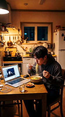 음식 생활용품 탁자 사람 라이프 전자제품 면류 밤 야간 CG 싱글라이프 파일형식 AI포토 유튜브 남자 라면 노트북 주방 식탁 식사 저녁 주방용품 혼자 일상 편집이미지 편집실사 JPG 혼족 자취 의료성형뷰티 AI인물포토 AI콘텐츠
