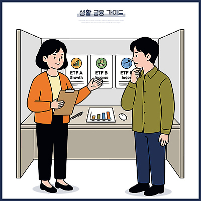 여자 남자 일러스트 대화 설명 사람 금융 경제 사무실 자료 정보 선택 주식 옵션 상담 투자 전략 소득 국내일러스트 AI파일 컨셉 비즈니스 모션 말하기 파일형식 벡터