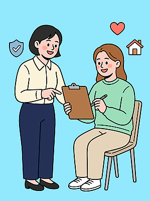 여자 의자 일러스트 주택 대화 사람 마음 기록 복지 상담 문서 공공기관 정부정책 지원 국내일러스트 AI파일 가구 말하기 건물 사회이슈 정책 파일형식 벡터 건축물 생활용품 컨셉 모션 건축 오브젝트