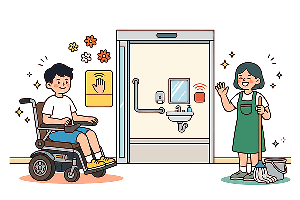 여자 남자 일러스트 사람 일상 장애인 청소 휠체어 화장실 시설 국내일러스트 AI파일 라이프 장애 파일형식 벡터 생활