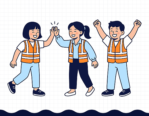 감정 일러스트 성공 협력 웃음 여러명 믿음 기쁨 축하 작업 결과 동료 즐거움 긍정 하이파이브 안전조끼 Friendship 국내일러스트 AI파일 다수 컨셉 관계 표정 사람 손짓 파일형식 벡터 모션