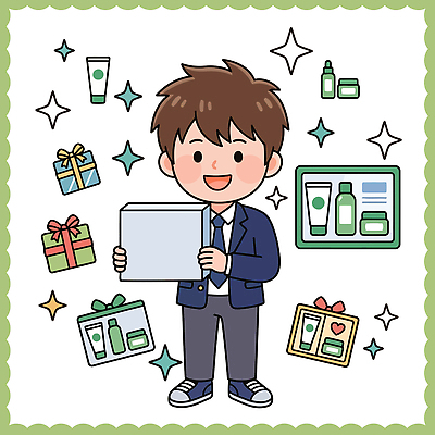 일러스트 청소년 선물 미소 소년 선물상자 상자 뷰티 화장품 기쁨 상품 즐거움 피부관리 국내일러스트 AI파일 남자 감정 어린이 표정 사람 파일형식 벡터