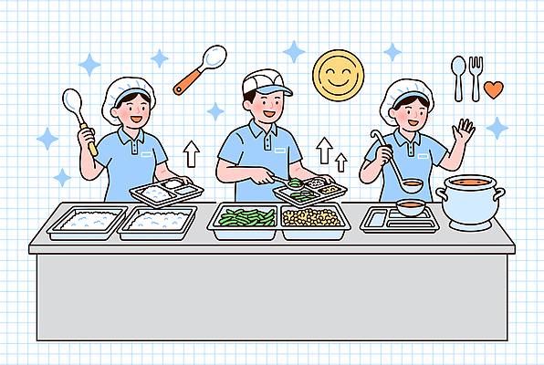 접시 음식 일러스트 재료 요리 신선 직원 준비 건강식 급식 급식소 국내일러스트 AI파일 식기 파일형식 벡터