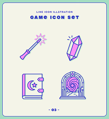 디자인 일러스트 지팡이 책 세트 게임 보석 그림 마법 국내일러스트 AI파일 놀이 광석 파일형식 벡터