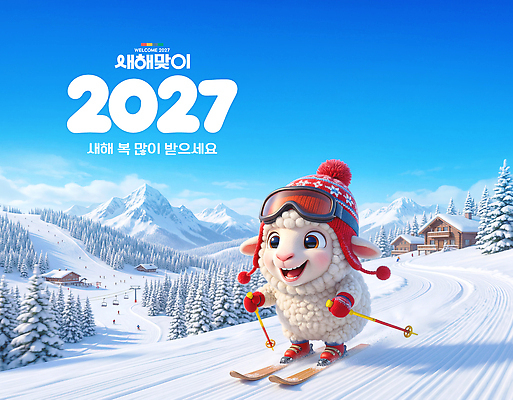 PSD 나무 편집이미지 캐릭터 겨울 하늘 스키 산 한국 풍경 운동 축제 눈 양 슬로프 스노우 2027년 이미지편집 식물 계절 아시아 포유류 겨울스포츠 스키장 건강 연도 파일형식 동물 나라 스포츠