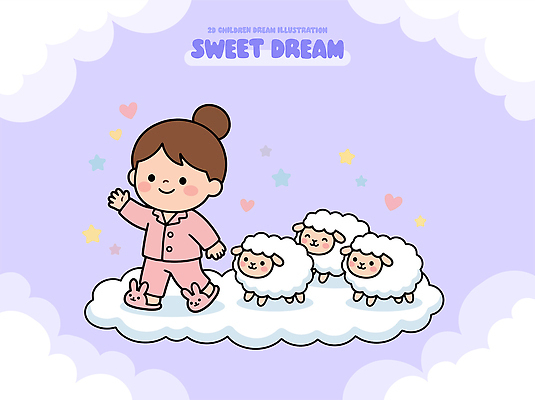 캐릭터 행복 별 어린이 백그라운드 일러스트 동화 사랑 웃음 걷기 귀여움 맑음 꿈 잠옷 아기 양 즐거움 국내일러스트 AI파일 자연요소 옷 감정 컨셉 포유류 모션 날씨 표정 사람 파일형식 벡터 동물