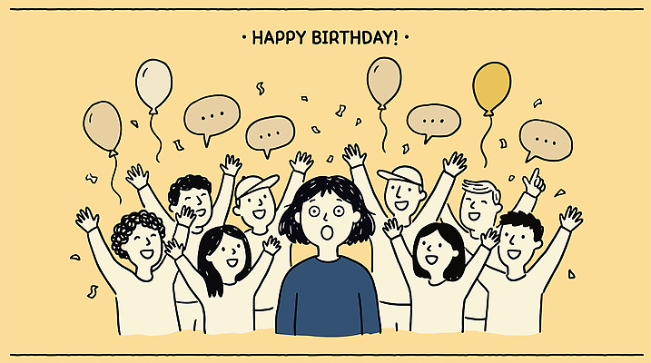 일러스트 웃음 여러명 친구 파티 기쁨 모임 축하 생일 분위기 즐거움 생일축하 풍선 국내일러스트 AI파일 기념일 감정 다수 컨셉 관계 표정 사람 이벤트 파일형식 벡터