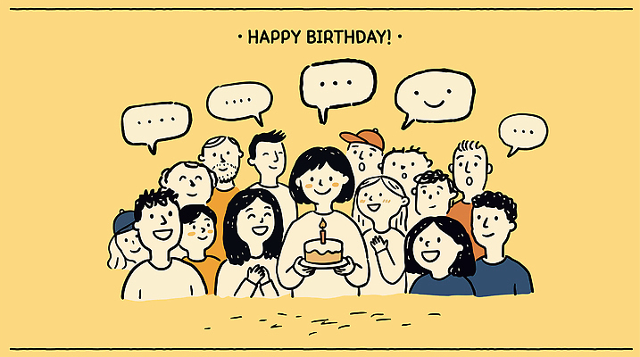 기념일 행복 일러스트 대화 웃음 여러명 파티 케이크 기쁨 모임 축하 생일 즐거움 국내일러스트 AI파일 감정 다수 컨셉 디저트 표정 말하기 사람 이벤트 파일형식 벡터 음식 모션