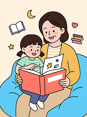 교육 딸 행복 어린이 일러스트 가족 놀이 엄마 이야기 웃음 일상 책 소파 독서 읽기 그림 그림책 국내일러스트 AI파일 감정 의자 관계 모션 표정 사람 라이프 파일형식 벡터 가구 생활 생활용품 오브젝트