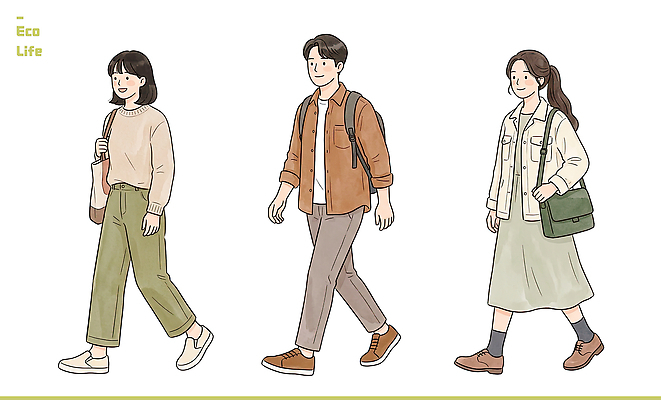 PSD 이동 가방 일러스트 자연 거리 건강 사람 생활 세명 걷기 환경 에코 친환경 에코라이프 스타일 국내일러스트 라이프스타일 잡화 컨셉 모션 생태계 파일형식