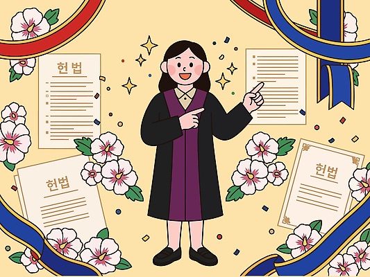 꽃 리본 종이 상징 일러스트 웃음 사람 이벤트 정보 즐거움 그림 문서 법 법의날 국내일러스트 AI파일 식물 감정 표정 파일형식 벡터 법정기념일 기념일