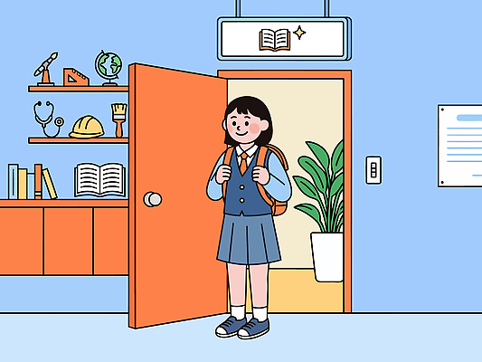 식물 학생 디자인 여자 교육 어린이 가방 일러스트 학교 수업 책 학습 문 입장 학원 진로 국내일러스트 AI파일 잡화 사람 파일형식 벡터