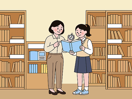 학생 교육 시계 일러스트 이야기 대화 설명 책 학습 독서 교사 자료 만남 정보 도서관 상담 조언 진로 국내일러스트 AI파일 직업 컨셉 모션 말하기 파일형식 벡터