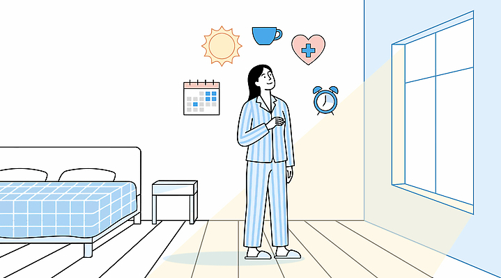 응시 생각 일러스트 창문 아침 건강 사람 일상 컵 햇빛 방 달력 침대 계획 일어나기 국내일러스트 AI파일 주간 식기 시선 가구 컨셉 모션 라이프 빛 파일형식 벡터 자연요소 생활용품 생활 오브젝트