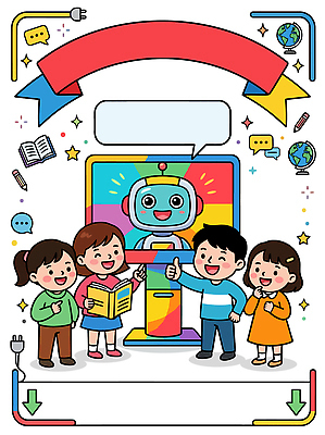 과학 일러스트 학교 놀이 기술 대화 미소 장식 친구 학습 스크린 분위기 로봇 즐거움 호기심 동화책 소통 참여 창의성 상호작용 국내일러스트 AI파일 교육 감정 컨셉 관계 표정 말하기 책 파일형식 벡터 모션