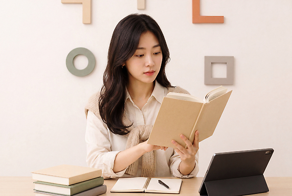 교육 가구 컨셉 비즈니스 사람 전자제품 스마트기기 학습 CG 파일형식 AI포토 여자 책 독서 책상 태블릿 오브젝트 스터디 집중 사무실 자료 텍스트 교양 창의성 편집이미지 편집실사 JPG AI인물포토 AI콘텐츠 의료성형뷰티