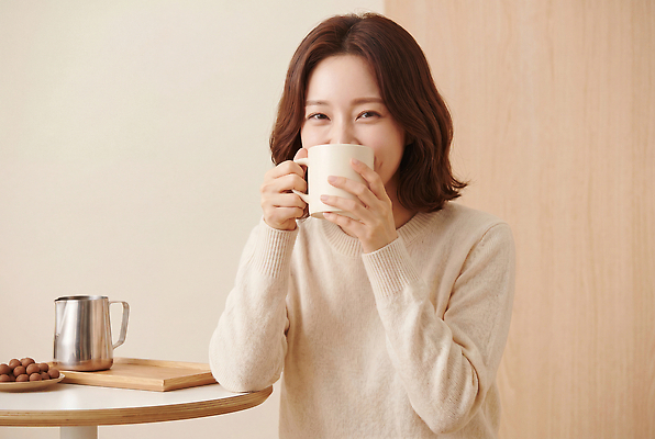 주간 식기 감정 음료 가구 컨셉 표정 말하기 사람 라이프 CG 파일형식 AI포토 커피 컵 여자 미소 탁자 공간 휴식 대화 따뜻함 일상 힐링 아침 여유 편집이미지 편집실사 JPG AI인물포토 AI콘텐츠 의료성형뷰티