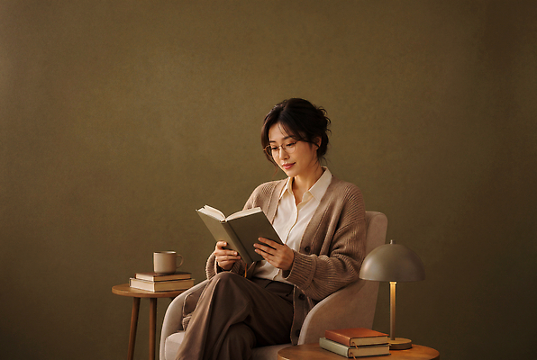 가구 의자 사람 감각 CG 파일형식 AI포토 여자 책 독서 소파 탁자 방 편안함 취미 편집이미지 JPG 편집실사 의료성형뷰티 AI인물포토 AI콘텐츠
