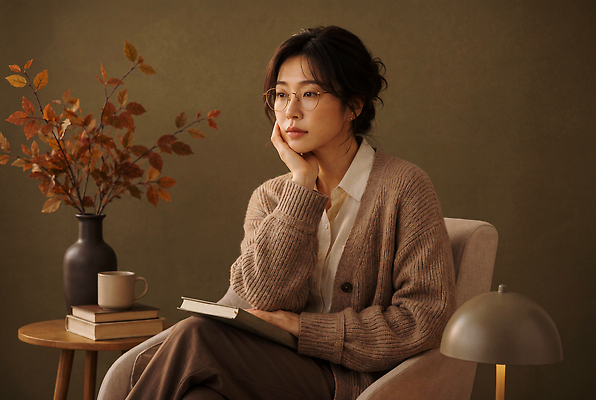 식물 음료 가구 컨셉 의자 사람 감각 CG 파일형식 AI포토 여자 소파 방 책 생각 탁자 꽃 커피 독서 분위기 편안함 차분 편집이미지 JPG 편집실사 의료성형뷰티 AI인물포토 AI콘텐츠