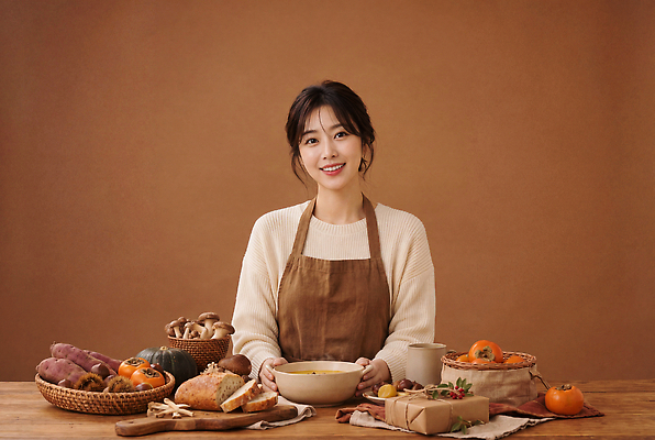 JPG 편집이미지 여자 음식 재료 탁자 요리 식사 가을 신선 수프 준비 레시피 스튜 편집실사 AI인물포토 AI콘텐츠 계절 가구 사람 CG 파일형식 AI포토 생활용품 오브젝트