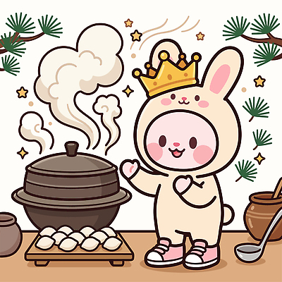 캐릭터 그릇 음식 일러스트 왕관 요리 웃음 추석 귀여움 주방 가을 도구 토끼 가마솥 수증기 즐거움 준비 송편 국내일러스트 AI파일 식기 계절 명절 감정 컨셉 포유류 떡 표정 반려동물 솥 파일형식 벡터 동물 전통 기념일 주방용품 생활용품 이벤트 오브젝트
