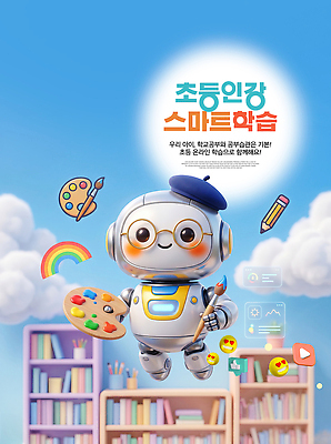 PSD 편집이미지 교육 놀이 초등교육 책 학습 도구 그리기 스마트 로봇 즐거움 온라인강의 창의력 AI_인공지능 이미지편집 감정 컨셉 모션 강의 파일형식 언택트