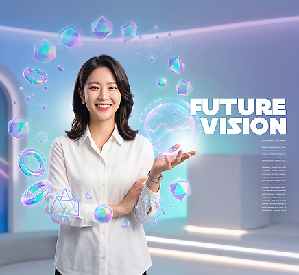 PSD 편집이미지 손 디자인 여자 상징 미래 기술 창조 미소 사람 공간 직장인 메시지 비전 혁명 제시 홀로그램 의료성형뷰티 가상 이미지편집 직업 컨셉 표정 신체부위 파일형식