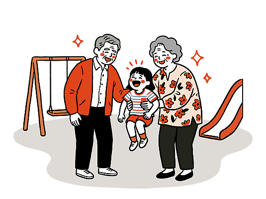 여자 할아버지 남자 행복 할머니 어린이 일러스트 가족 놀이 손녀 사랑 웃음 일상 미끄럼틀 놀이터 즐거움 그네 중년부부 국내일러스트 AI파일 부부 노년 감정 중년 관계 표정 사람 라이프 놀이기구 손주 파일형식 벡터 커플 성인 생활