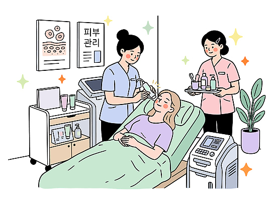 한국문화 여자 일러스트 치료 뷰티 화장품 마사지 체험 전문직 고객 피부 직원 피부관리 시술 보습 한류 국내일러스트 AI파일 직업 동양문화 문화 컨셉 의학 한국 사람 신체부위 파일형식 벡터 아시아 나라
