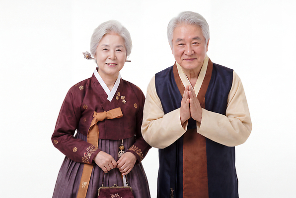 JPG 편집이미지 전통 옷 여자 남자 행복 문화 가족 한국 사랑 미소 설날 추석 노부부 한복 70대 손모으기 의료성형뷰티 편집실사 AI인물포토 AI콘텐츠 한국전통 부부 명절 노년 감정 아시아 관계 표정 사람 손짓 전통의상 CG 파일형식 AI포토 커플 기념일 나라 모션 성인 이벤트