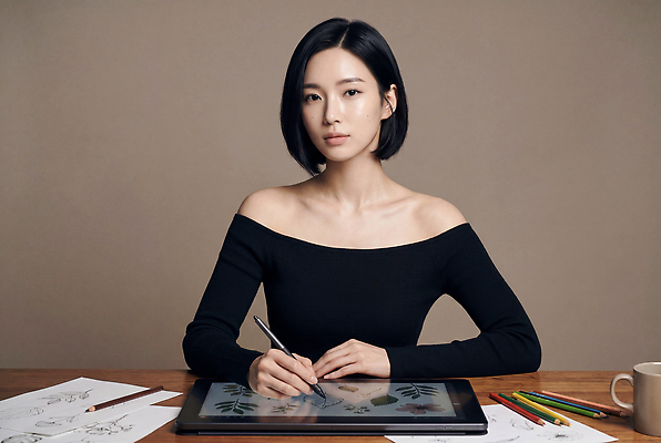 JPG 편집이미지 여자 예술 탁자 색연필 태블릿 스케치 집중 그림 창작 디지털아트 의료성형뷰티 편집실사 AI인물포토 AI콘텐츠 가구 컨셉 학용품 미술 사람 전자제품 스마트기기 CG 파일형식 AI포토 생활용품 문화예술 문구용품 오브젝트
