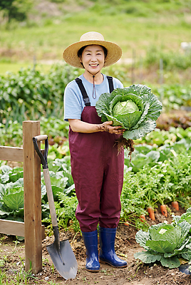 JPG 나무 편집이미지 옷 여자 밭 농업 농작물 농장 농사 수확 도구 신선 농부 땅 멜빵바지 배추 밀짚모자 의료성형뷰티 편집실사 AI인물포토 AI콘텐츠 식물 직업 모자 산업 채소 바지 사람 멜빵 CG 파일형식 AI포토 잡화 하의