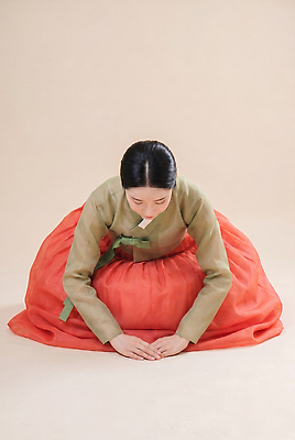 JPG 편집이미지 전통 손 옷 여자 문화 한국 추석 예절 인사 절 한복 세배 무릎 의료성형뷰티 편집실사 AI인물포토 AI콘텐츠 한국전통 명절 아시아 사람 신체부위 전통의상 CG 파일형식 AI포토 기념일 나라 이벤트