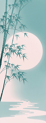 JPG 나무 식물 호수 예술 잎 일러스트 자연 하늘 풍경 물 달 밤 달빛 대나무 이미지 국내일러스트 AI일러스트 AI콘텐츠 자연요소 생태계 파일형식