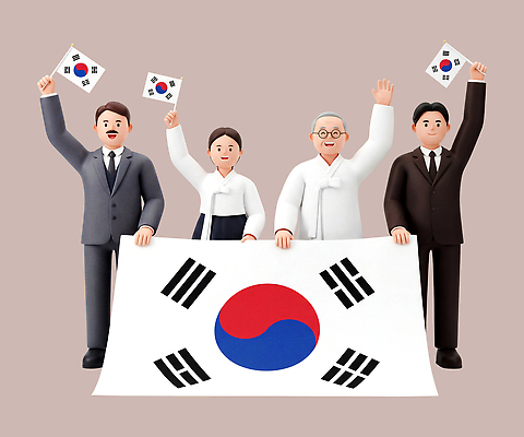 PSD 편집이미지 전통 한국 성인 한국인 국기 태극기 한복 광복절 독립운동 대한독립 편집3D 한국전통 아시아 사람 동양인 공휴일 3D 전통의상 국경일 독립 파일형식 기념일 나라 인종 디지털합성 이벤트