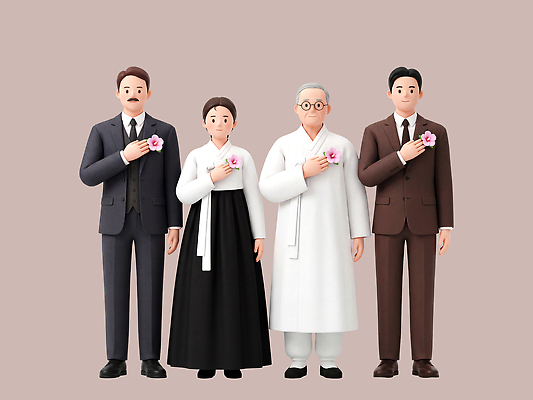 PSD 편집이미지 전통 옷 여자 남자 꽃 상징 한국 의식 한복 무궁화 광복절 독립운동 대한독립 편집3D 식물 한국전통 아시아 사람 공휴일 3D 전통의상 국경일 독립 파일형식 기념일 나라 디지털합성 이벤트