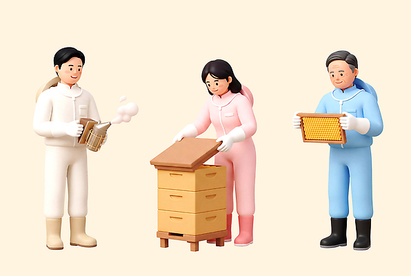 잡화 옷 3D 방역 파일형식 벌집 양봉 사람 연기 도구 점검 작업 관리 상자 꿀 장갑 방역복 PSD 편집3D 편집이미지 양봉업
