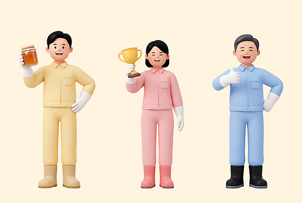 PSD 모델 편집이미지 캐릭터 손 작업복 웃음 사람 모형 엄지손가락 혼합 트로피 오브젝트 양봉 양봉업 편집3D 옷 손가락 표정 신체부위 3D 상 파일형식 상패 디지털합성 우승 최고
