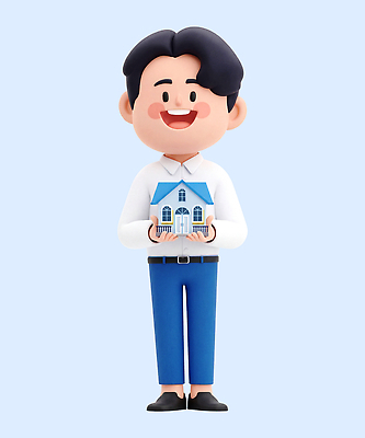 직업 상의 모션 하의 사람 건물 3D 재산 파일형식 부동산 중개인 주택 모형 모델 남자 셔츠 바지 보여주기 비즈니스 PSD 편집3D 편집이미지