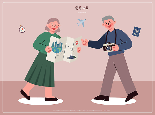 할아버지 노년 할머니 여행 지도 일러스트 대화 관광지 카메라 노부부 정보 계획 즐거움 여권 동행 국내일러스트 AI파일 부부 여자 남자 감정 컨셉 말하기 성인 전자제품 파일형식 벡터 커플 모션 사람 관계