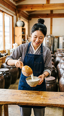 JPG 편집이미지 전통 그릇 여자 문화 음식 재료 한국 요리 항아리 작업실 만들기 발효 막걸리 양조장 의료성형뷰티 편집실사 AI인물포토 AI콘텐츠 식기 아시아 모션 주류 사람 도자기 CG 파일형식 AI포토 나라 음료