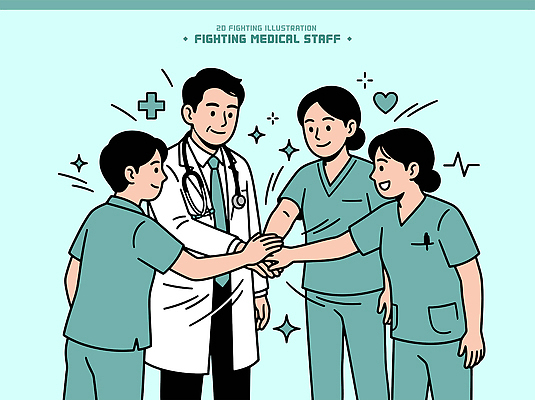 직업 일러스트 의학 협력 건강 병원 치료 믿음 간호사 의료진 의사 도움 서비스 소통 지원 국내일러스트 AI파일 감정 컨셉 파일형식 벡터