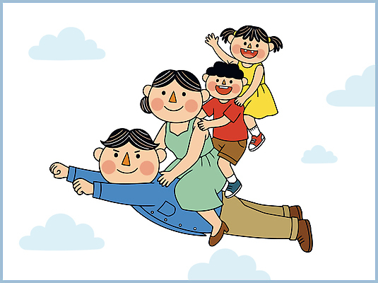 행복 일러스트 가족 관계 상상 놀이 하늘 사랑 웃음 부모 자유 즐거움 그림 이미지 국내일러스트 AI파일 감정 컨셉 표정 파일형식 벡터
