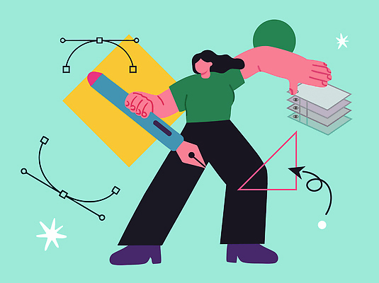 도형 디자인 일러스트 아이디어 사람 연필 디지털 작업 그림 문서 드로잉 창의성 프로젝트 효과 국내일러스트 AI파일 컨셉 학용품 미술 필기구 파일형식 벡터 문화예술 문구용품 오브젝트
