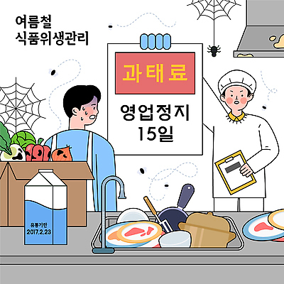 음식 일러스트 관리 안전 주방 장비 정지 위생 청소 검사 법 점검 과태료 규정 벌칙 신고 책임감 국내일러스트 AI파일 컨셉 모션 체벌 파일형식 벡터