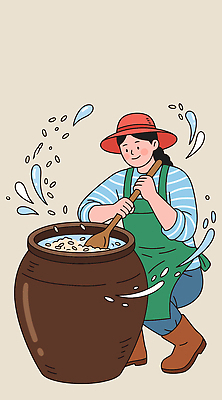 모자 전통 여자 일러스트 재료 일상 앞치마 항아리 튀는물 막걸리 양조 국내일러스트 AI파일 잡화 주류 사람 라이프 도자기 액체표현 스플래쉬 파일형식 벡터 음료 순간포착 생활 액체 촬영기법
