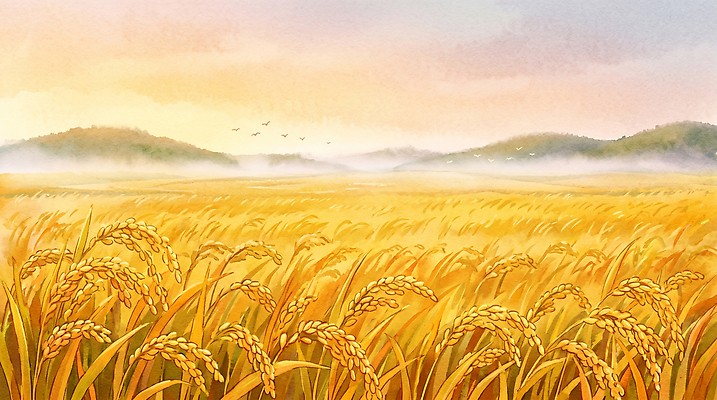 JPG 식물 일러스트 자연 조류 하늘 풍경 농작물 농경지 평화 벼 가을 농촌 논밭 들녘 수확철 국내일러스트 AI일러스트 AI콘텐츠 동물 계절 컨셉 밭 농업 곡류 논 농장 수확 시골 생태계 파일형식 산업