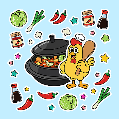 한식 일러스트 재료 양파 요리 요리사 식사 도구 닭 양념 맛 솥 볶음 레시피 닭갈비 솥뚜껑 맛있는 국내일러스트 AI파일 직업 음식 컨셉 채소 조류 주방용품 닭고기 닭고기요리 파일형식 벡터 동물 생활용품 육류 식재료 오브젝트